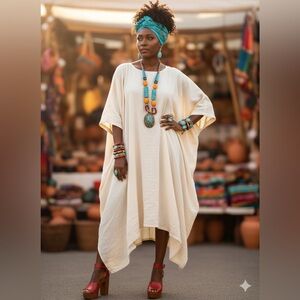 Southwestern Style Turquoise & Amber-Tone Chunky Necklace #coastal-cowgirl